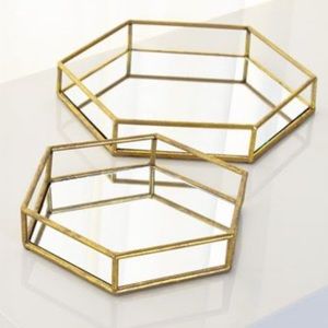 EUC Anthropologie hexagon mirrored tray set
